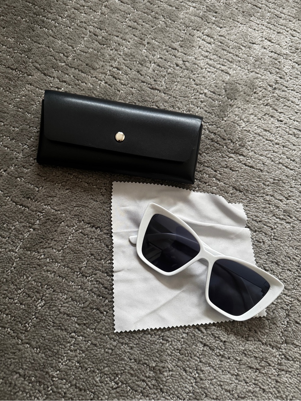 White Cat-Eye Sunglasses with Black Lenses